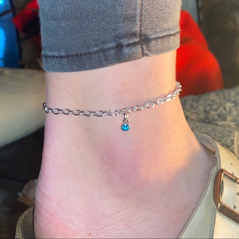 blue charm anklet